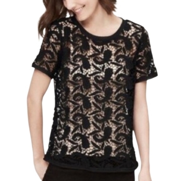 LOFT Tops - NWOT Loft black lace blouse top Womens Large